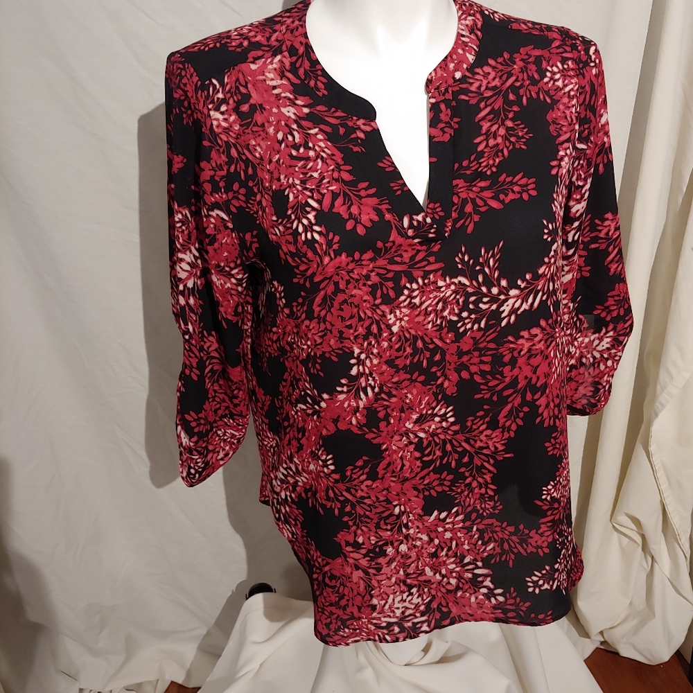 sheer red blouse